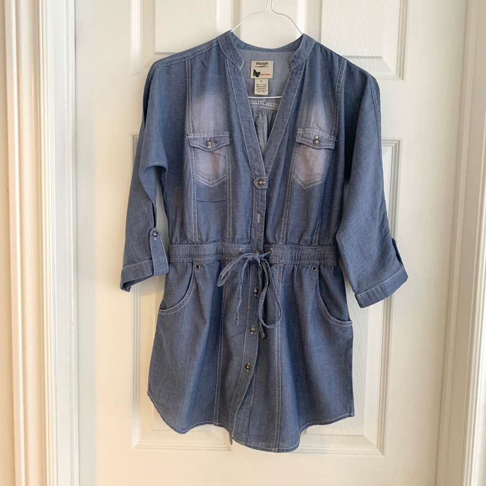 Soft faded Chambray denim blouse